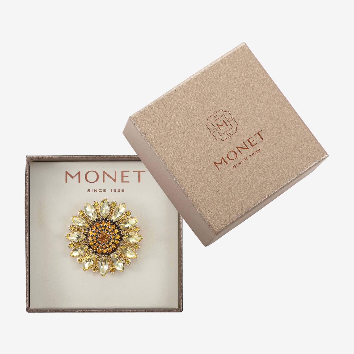 Monet Jewelry Yellow Glass Pin