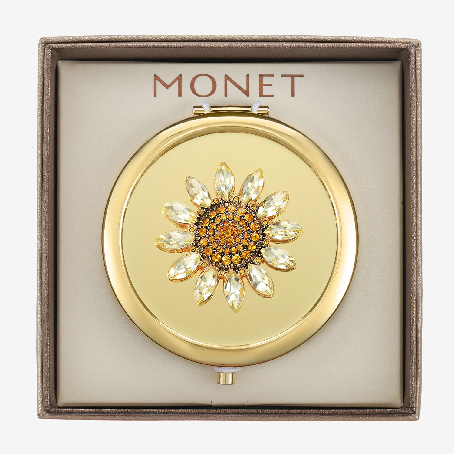 Monet Jewelry Gold Tone Compact Mirror