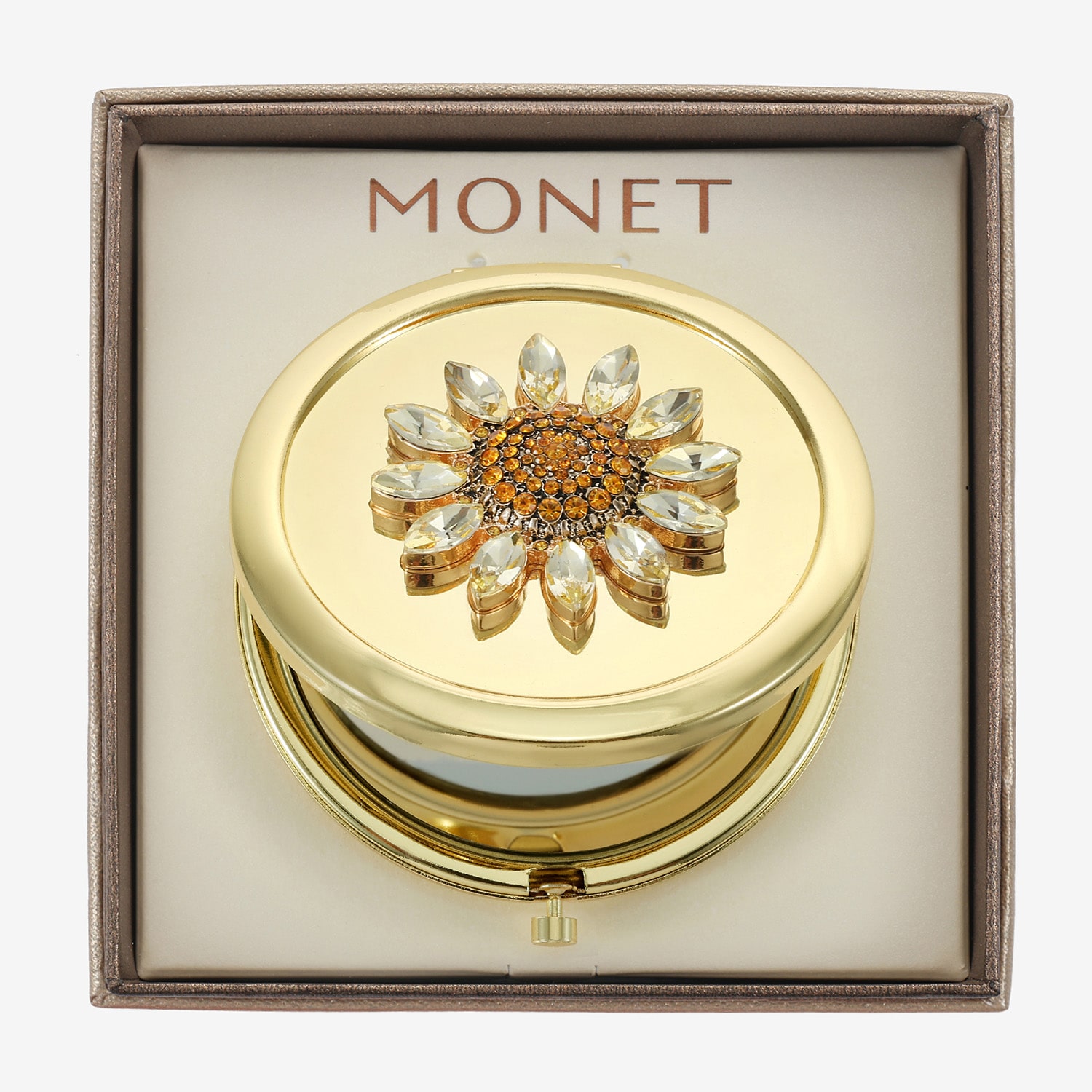 Monet Jewelry Gold Tone Compact Mirror
