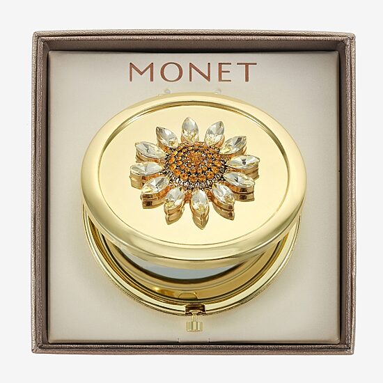Monet Jewelry Gold Tone Compact Mirror