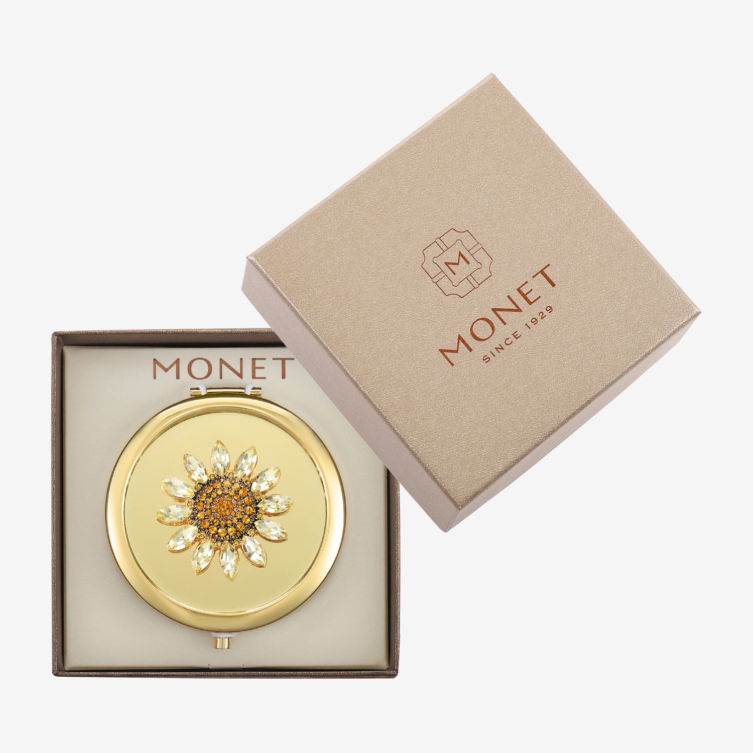 Monet Jewelry Gold Tone Compact Mirror