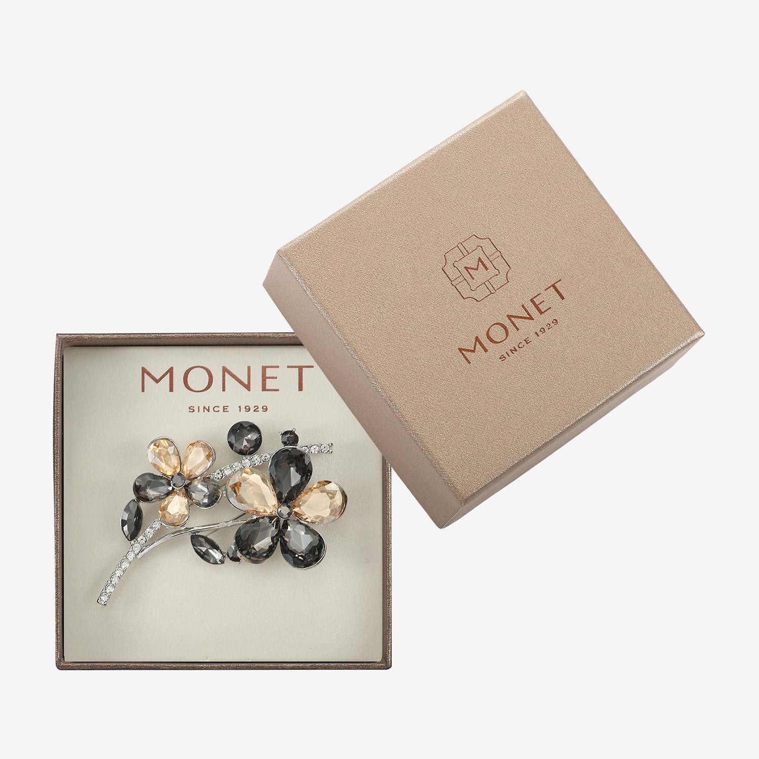 Monet Jewelry Gray Glass Pin