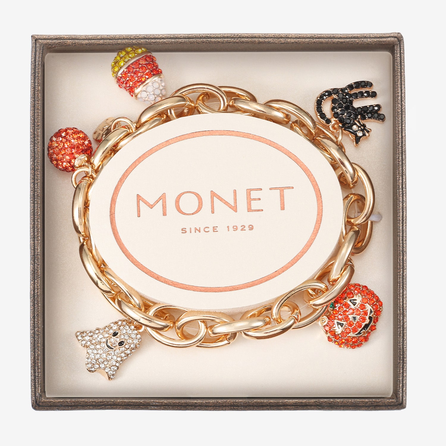 Monet Jewelry Womens Multi Color Glass Charm Bracelet
