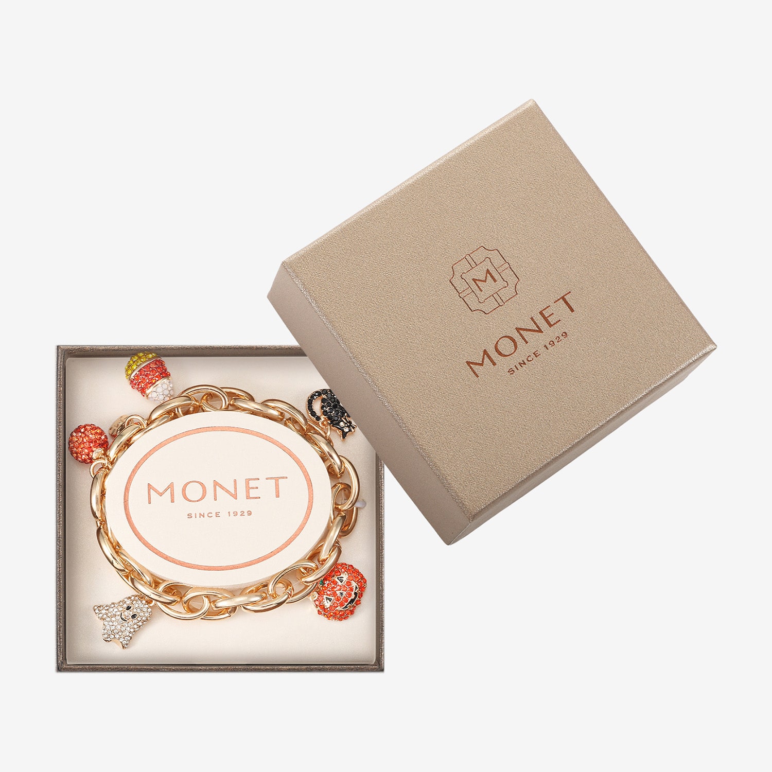 Monet Jewelry Womens Multi Color Glass Charm Bracelet