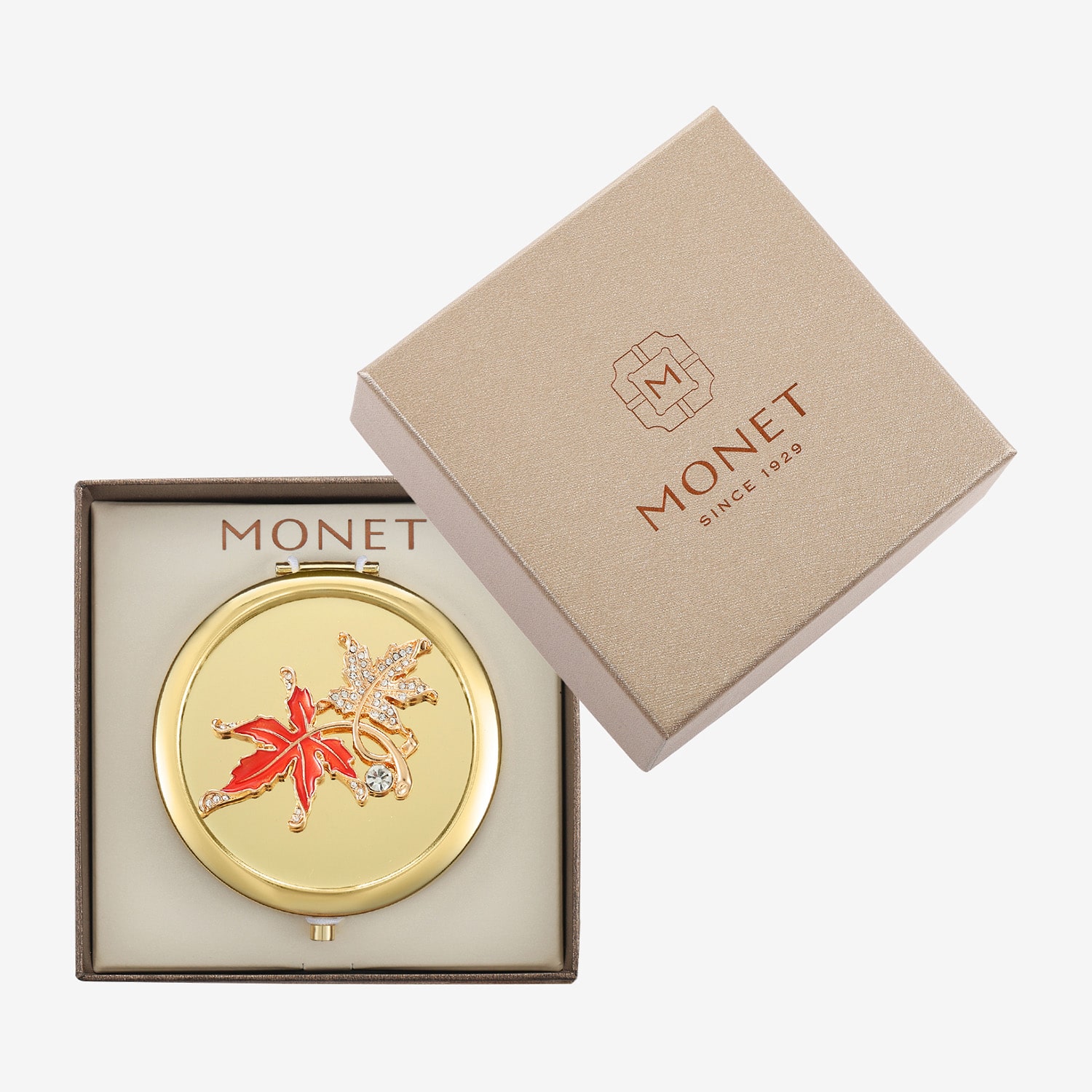 Monet Jewelry Gold Tone Compact Mirror