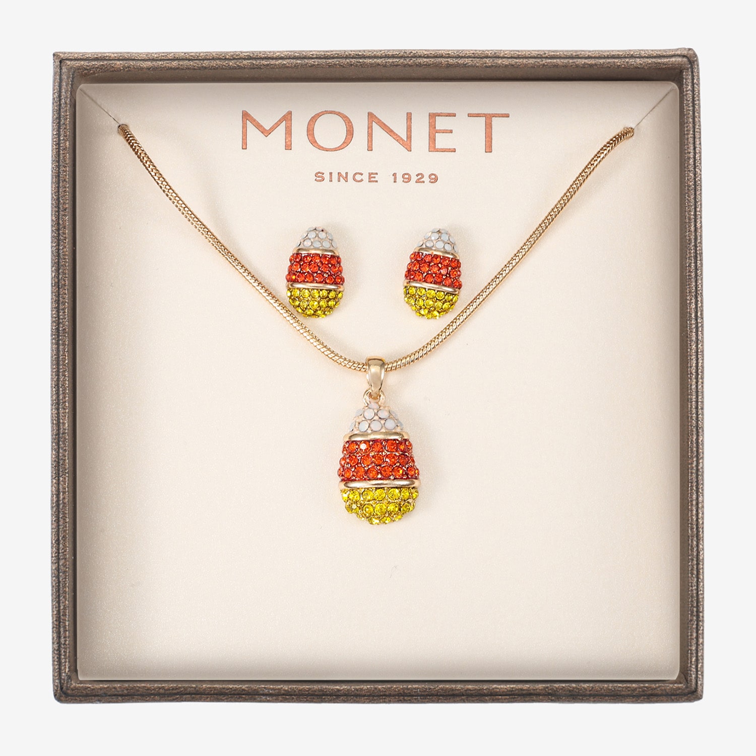 Monet Jewelry Womens Multi Color Glass 2-pc. Pendant Necklace Set