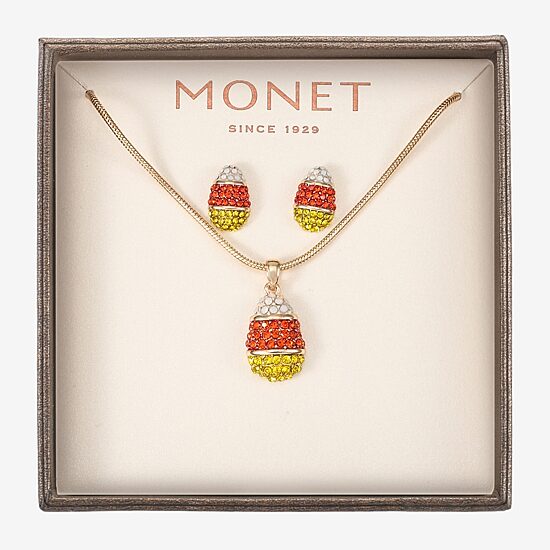 Monet Jewelry Womens Multi Color Glass 2-pc. Pendant Necklace Set
