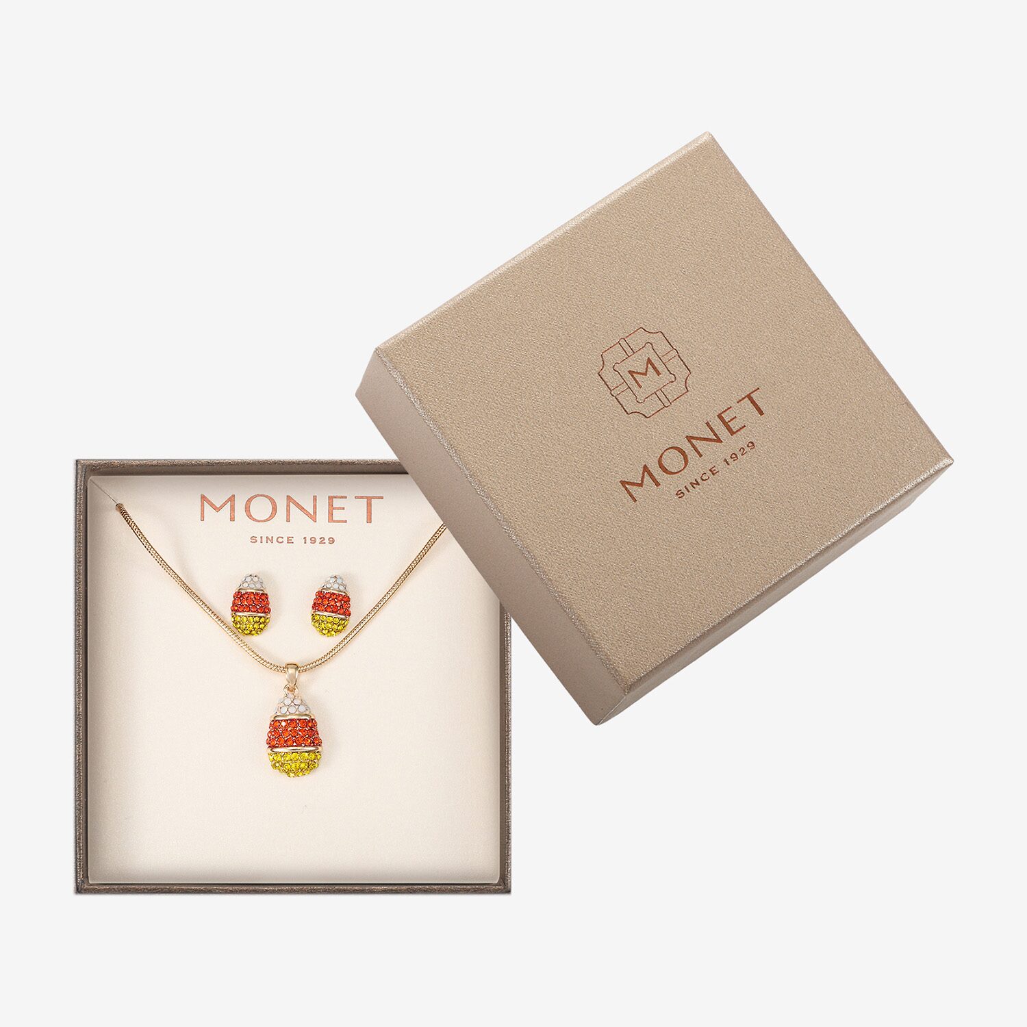 Monet Jewelry Womens Multi Color Glass 2-pc. Pendant Necklace Set