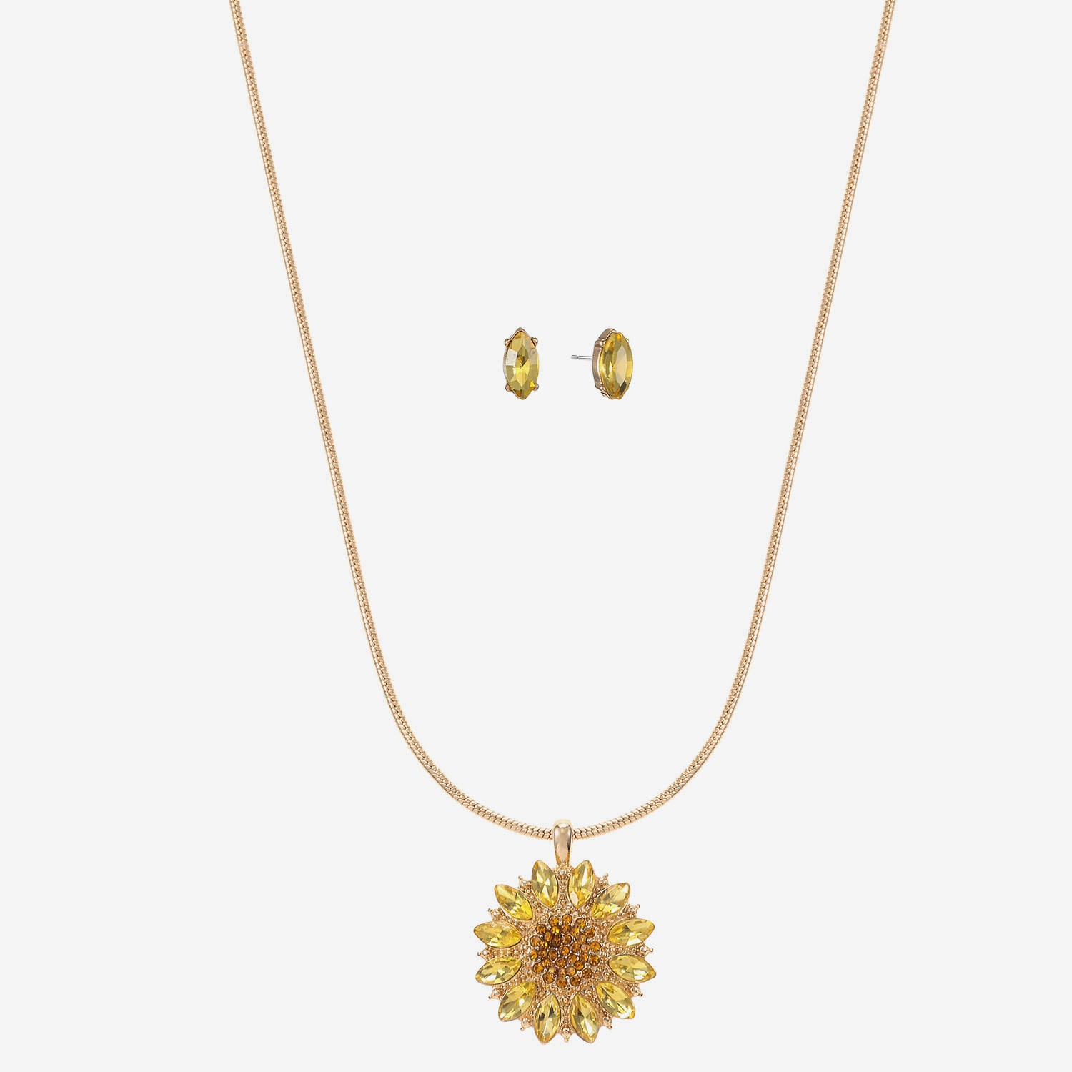 Monet Jewelry Womens Yellow Glass Flower 2-pc. Pendant Necklace Set