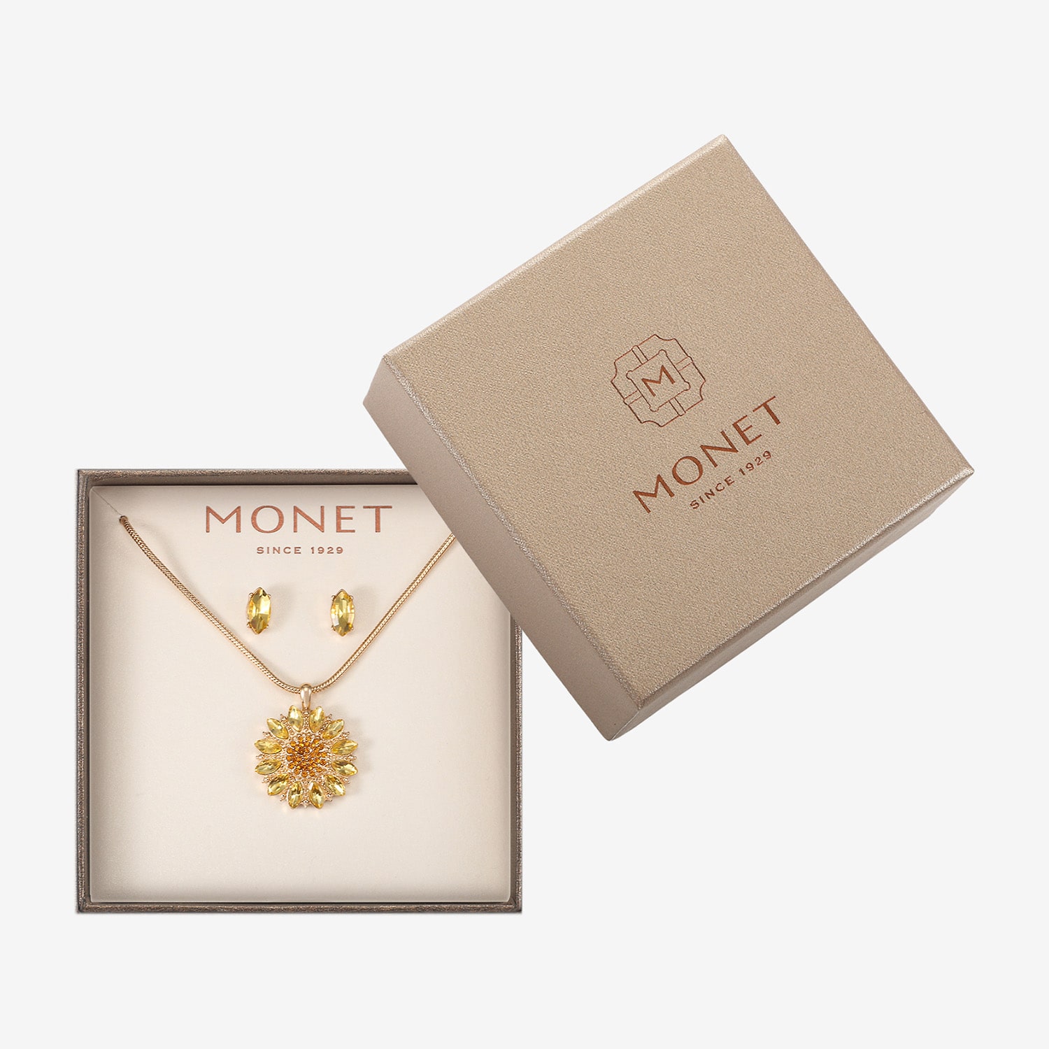 Monet Jewelry Womens Yellow Glass Flower 2-pc. Pendant Necklace Set