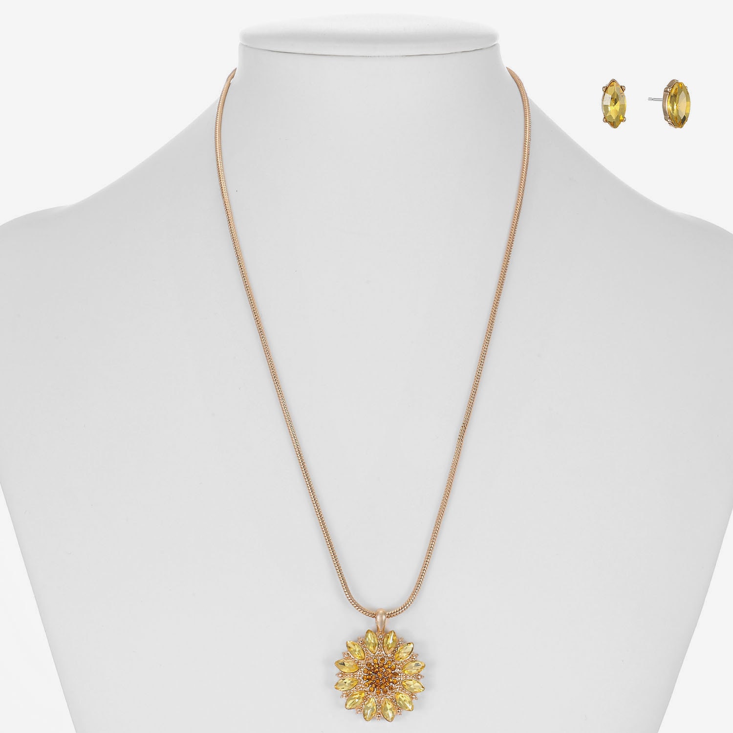 Monet Jewelry Womens Yellow Glass Flower 2-pc. Pendant Necklace Set