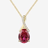 Womens Gemstone Sterling Silver or 14K Gold Over Silver Pear Pendant Necklace