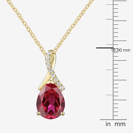 Womens Gemstone Sterling Silver or 14K Gold Over Silver Pear Pendant Necklace