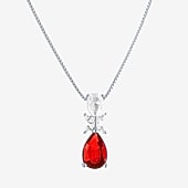 Womens Gemstone Sterling Silver Pear Pendant Necklace