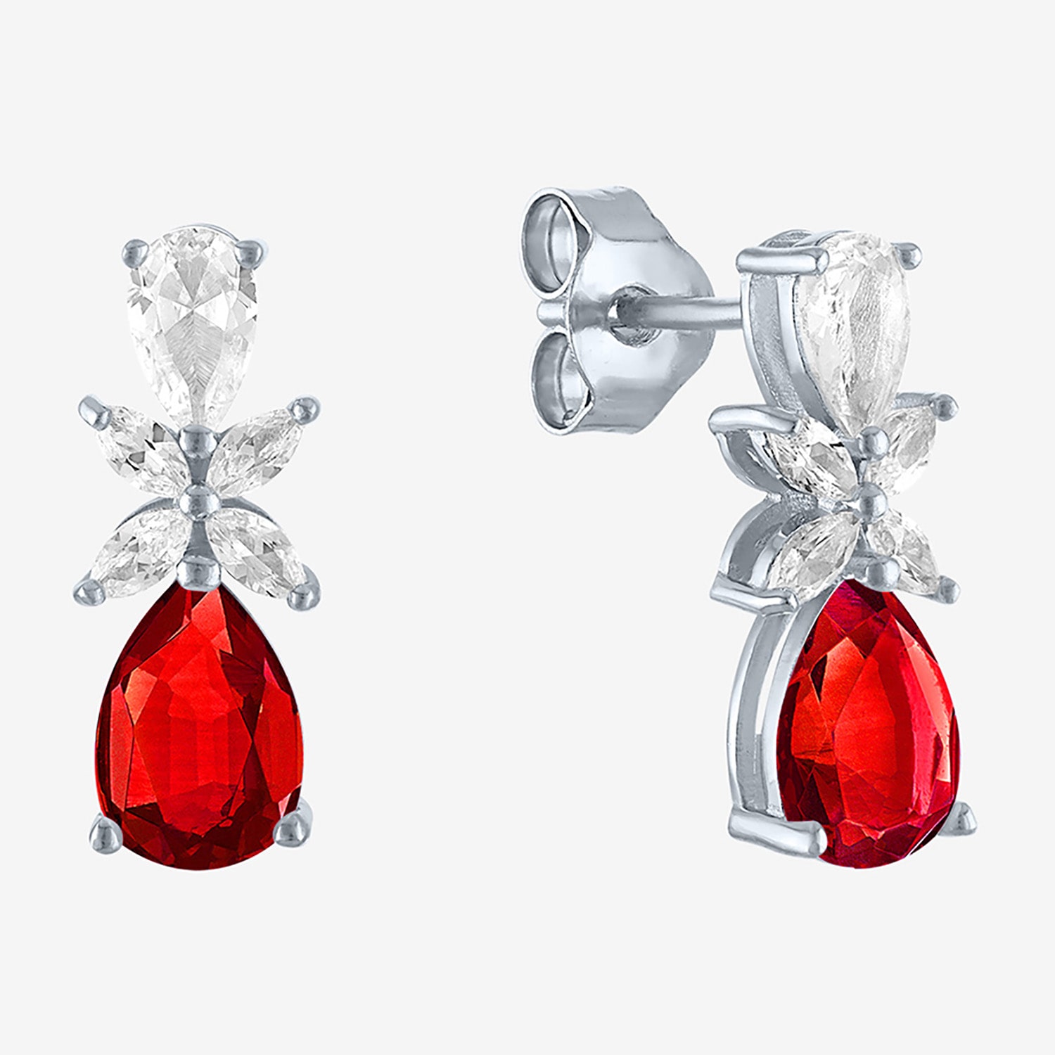 Gemstone Sterling Silver Pear Drop Earrings