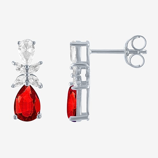 Gemstone Sterling Silver Pear Drop Earrings