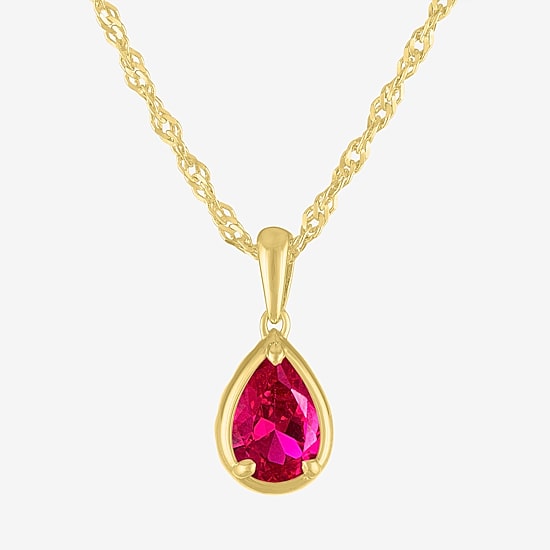 Womens Lab Created Gemstone 14K Gold Over Silver Pear 18 Inch Pendant Necklace