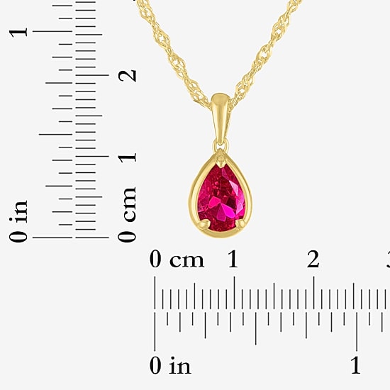 Womens Lab Created Gemstone 14K Gold Over Silver Pear 18 Inch Pendant Necklace