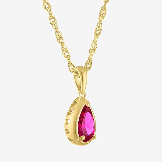 Womens Lab Created Gemstone 14K Gold Over Silver Pear 18 Inch Pendant Necklace
