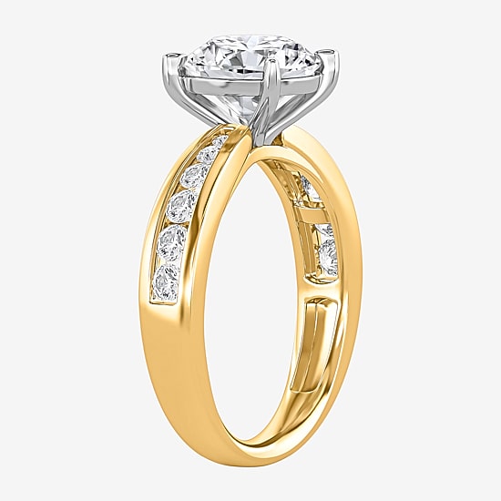 (I / Si2) Womens 3 CT. T.W. Lab Grown White Diamond Sterling Silver Round Side Stone Engagement Ring