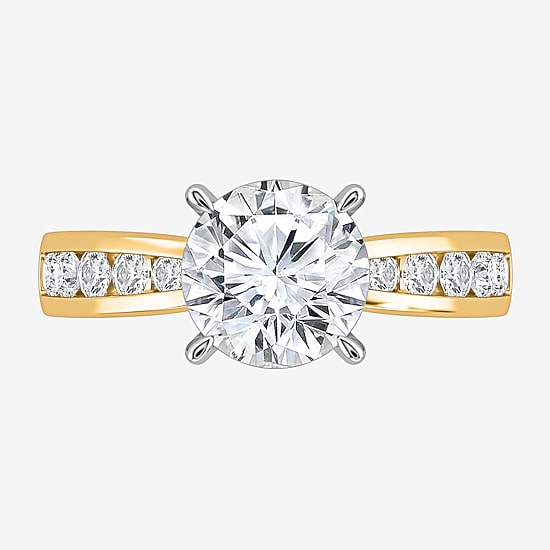 (I / Si2) Womens 3 CT. T.W. Lab Grown White Diamond Sterling Silver Round Side Stone Engagement Ring