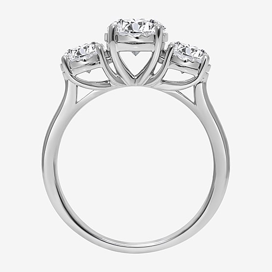 (I / Si2) Womens 2 CT. T.W. Lab Grown White Diamond Round 3-Stone Engagement Ring