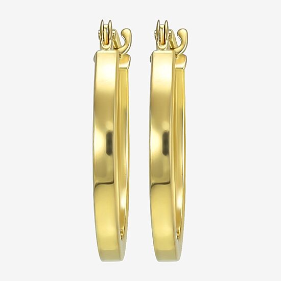 Womens 14K Gold 15.2mm Hoop Earrings