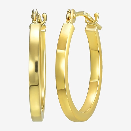 Womens 14K Gold 15.2mm Hoop Earrings