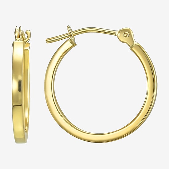 Womens 14K Gold 15.2mm Hoop Earrings