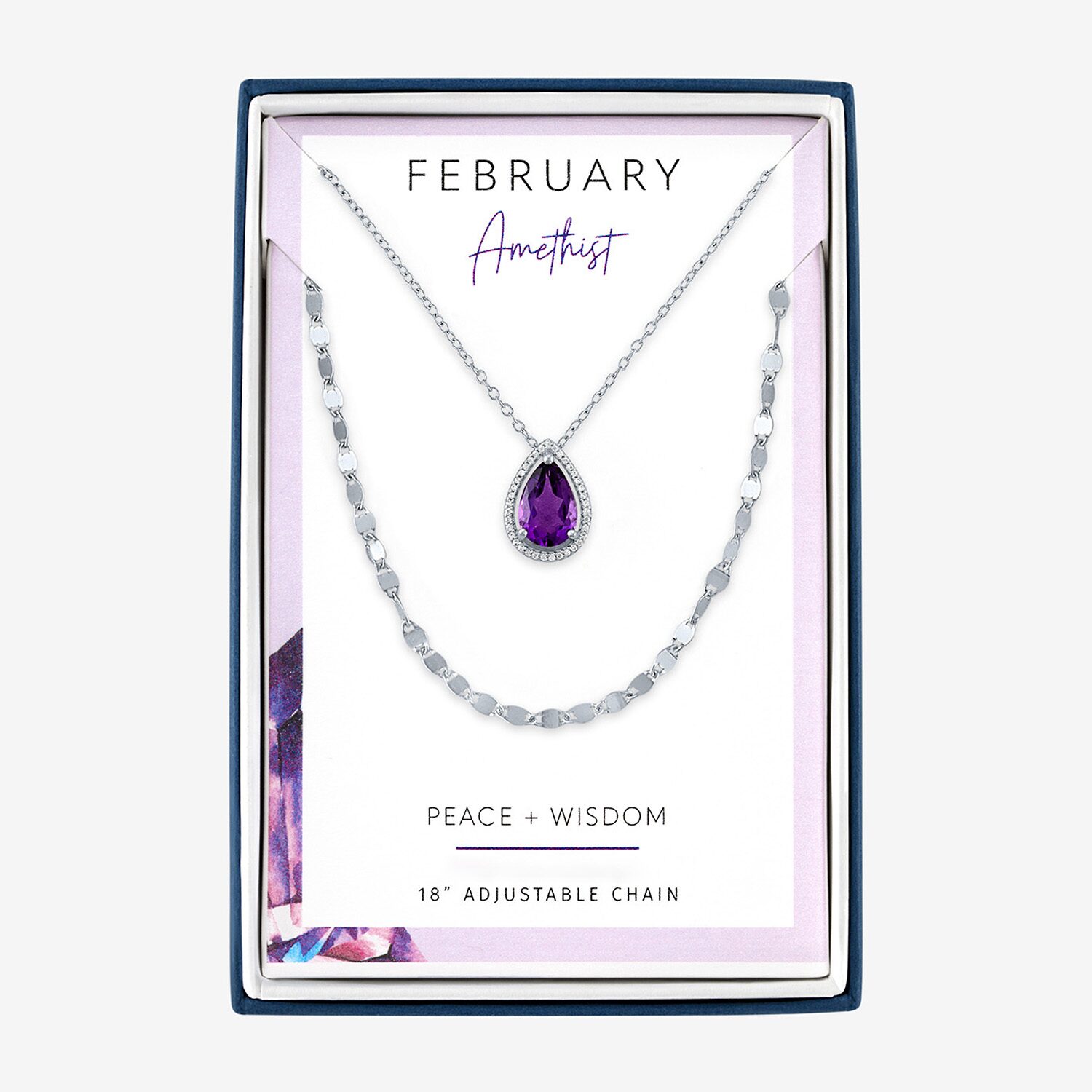 2-pc.Birthstone Necklace Set Pure Silver Over Brass
