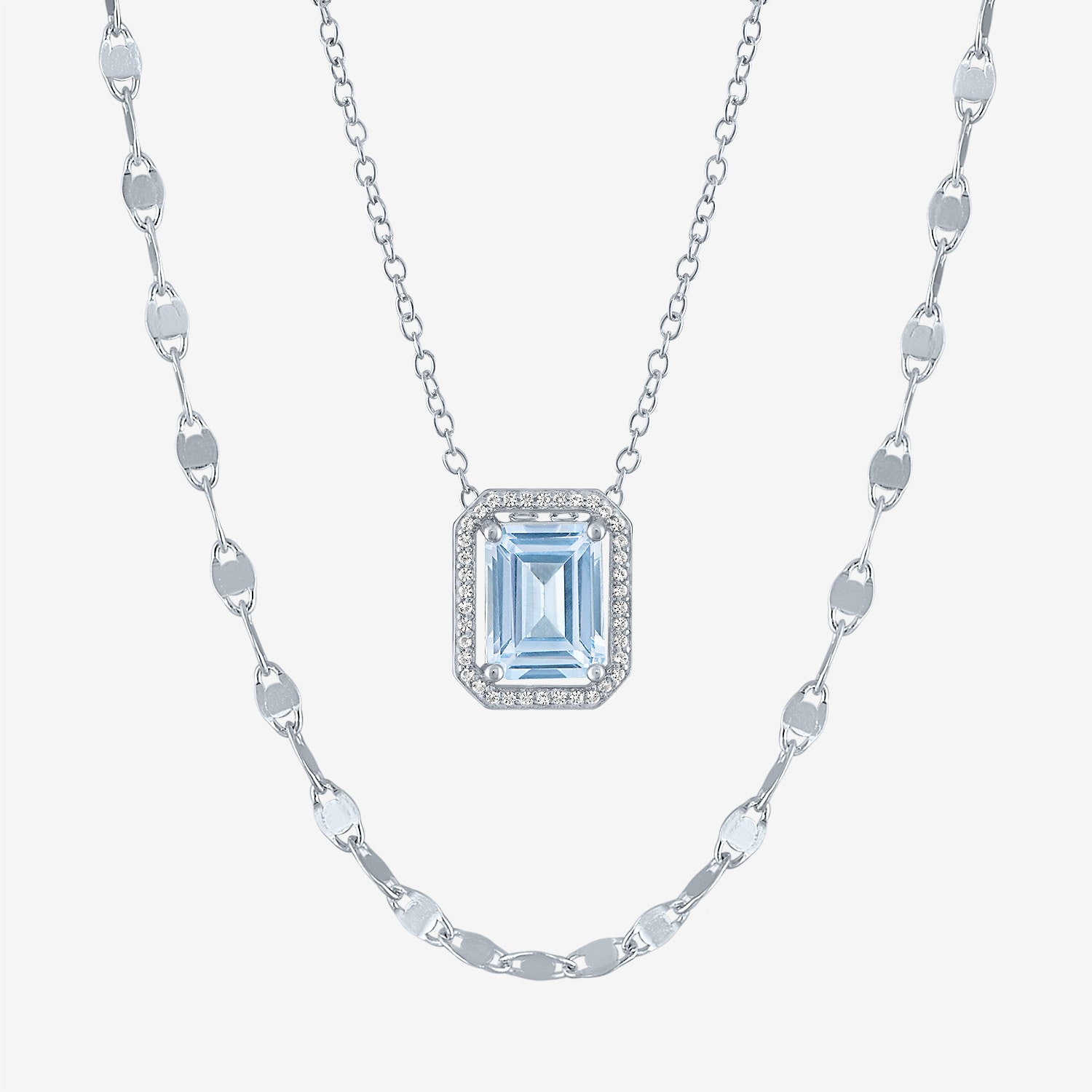 2-pc.Birthstone Necklace Set Pure Silver Over Brass