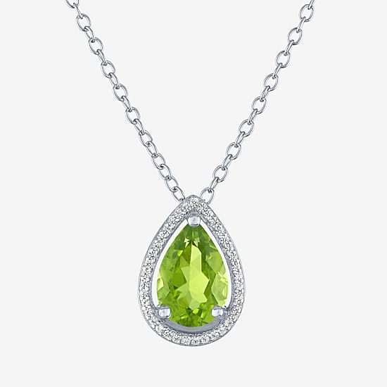 2-pc.Birthstone Necklace Set in Pure Silver Over Brass