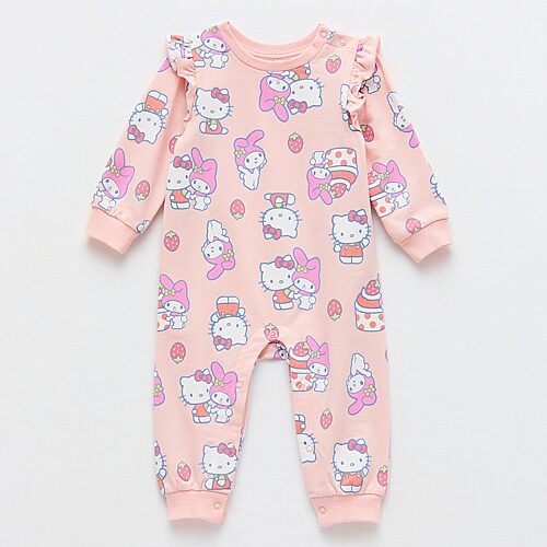 Hello Kitty Baby Girls  Long Sleeve Romper In Pink