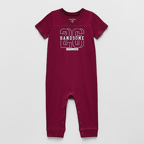 Okie Dokie Baby Boys V Neck Short Sleeve Jumpsuit, 18 Months, Red