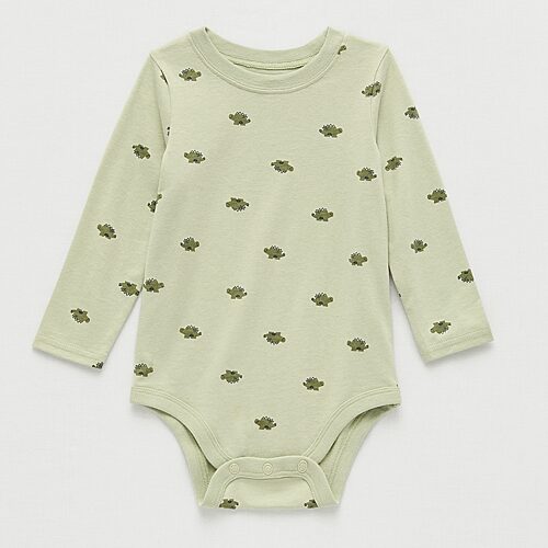 Okie Dokie Baby Boys Crew Neck Long Sleeve Bodysuit In Green