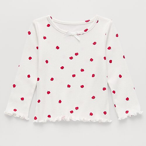 Okie Dokie Baby Girls Crew Neck Long Sleeve T-Shirt, 18 Months, White