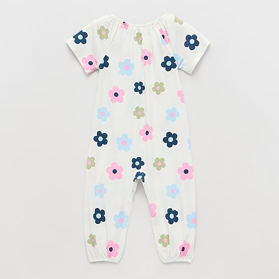 Okie Dokie Baby Girls Crew Neck Short Sleeve Jumpsuit