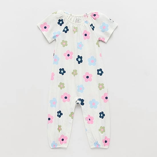 Okie Dokie Baby Girls Crew Neck Short Sleeve Jumpsuit