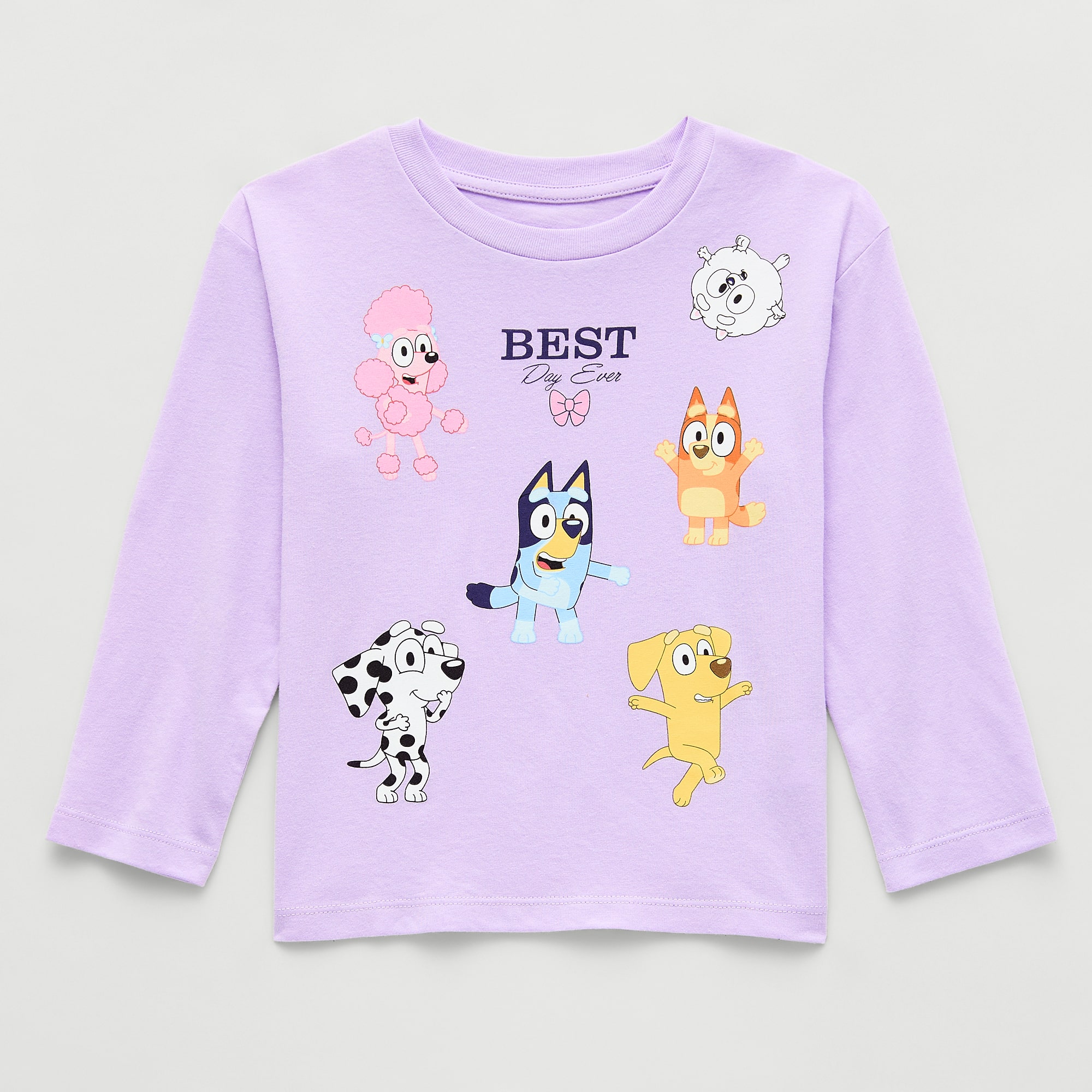 Toddler Girls Crew Neck Long Sleeve Regular Fit Bluey Graphic T-Shirt