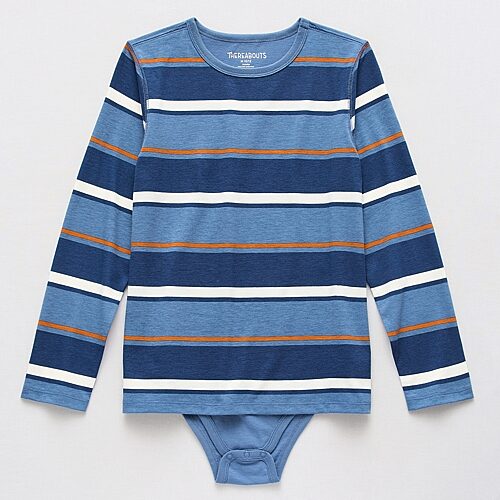Thereabouts Little & Big Kid Boys Bodysuit Closure Easy-on + Easy-off Adaptive Crew Neck Long Sleeve Bodysuit In Blue