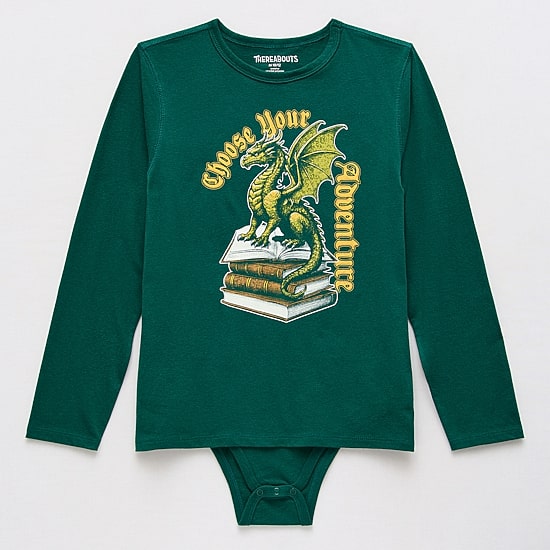 Thereabouts Little & Big Kid Boys Bodysuit Closure Easy-on + Easy-off Adaptive Crew Neck Long Sleeve Bodysuit