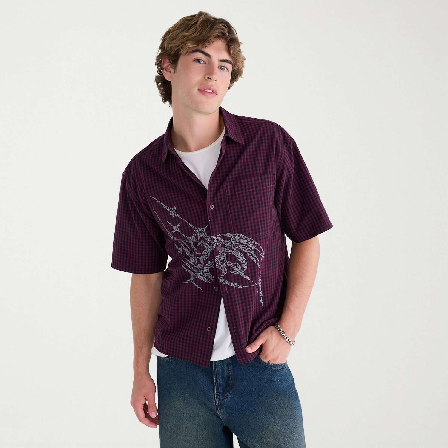 AEROPOSTALE Mens Short Sleeve Boxy Fit Button-Down Shirt