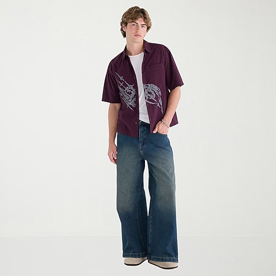 AEROPOSTALE Mens Short Sleeve Boxy Fit Button-Down Shirt