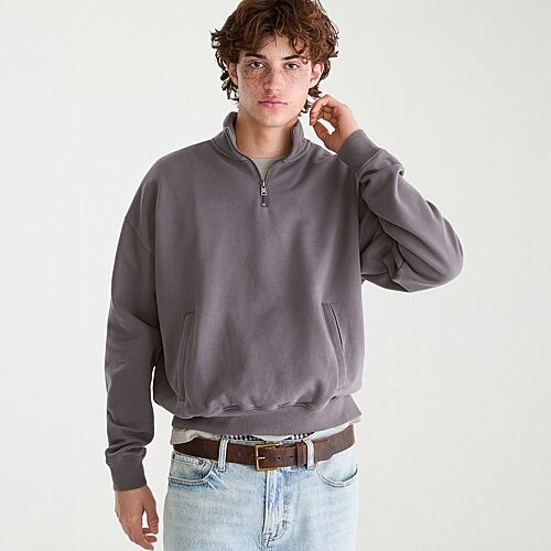 Aéropostale Mens Mock Neck Long Sleeve Quarter-zip Pullover In Gray