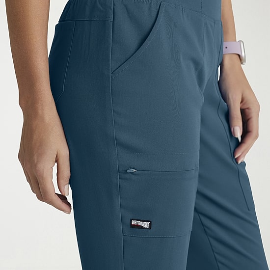 Grey's Anatomy™ by Barco Spandex Stretch Direct Grsp633 Relay 5-Pocket Mid-Rise Straight Leg Womens Petite Stretch Fabric Moisture Wicking Wrinkle Resistant Scrub Pant