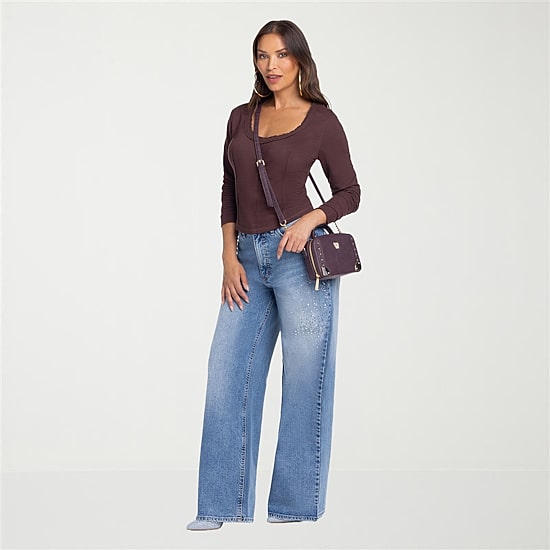 JS Jessica Simpson Womens Round Neck Long Sleeve T-Shirt