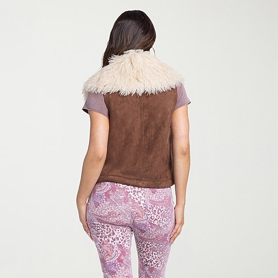 JS Jessica Simpson Womens Midweight Faux Fur Vest