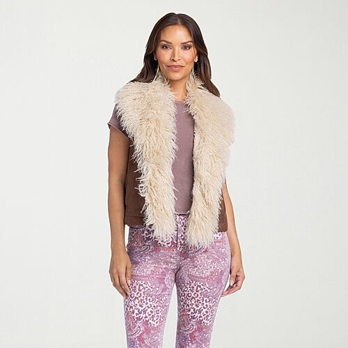 Js Jessica Simpson Womens Midweight Faux Fur Vest In Brown