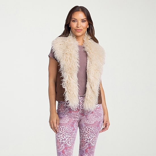 JS Jessica Simpson Womens Midweight Faux Fur Vest
