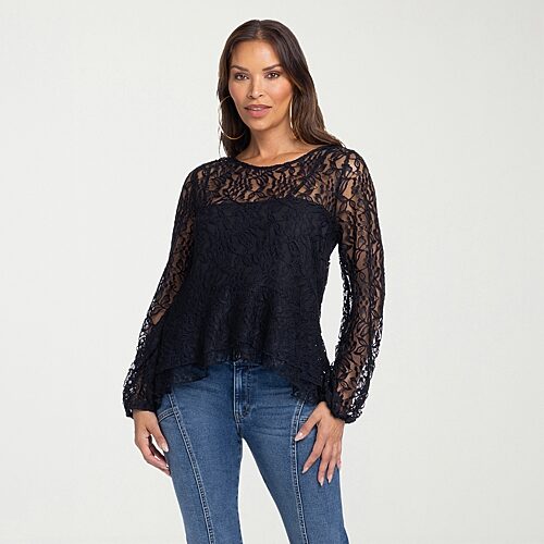 Js Jessica Simpson Womens Boat Neck Long Sleeve Blouse In Black